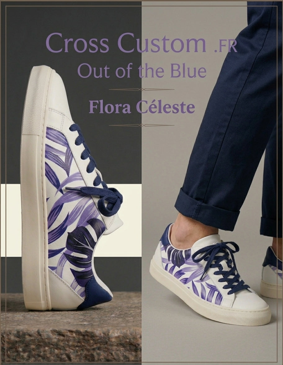 Sneakers customisées Flora Céleste